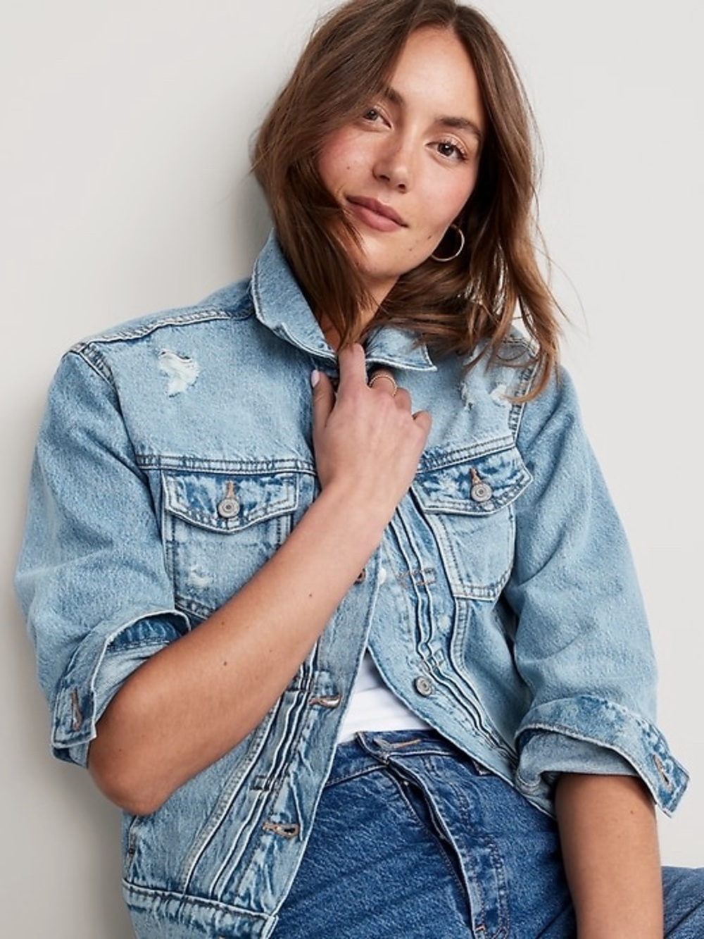 Old Navy Classic Distressed Light Wash Denim Jean Jacket Size 3X NWT